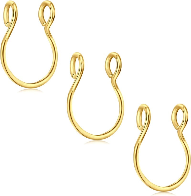 D.Bella Fake Septum Hoop 20G Faux Nose Piercing Hoop Clip on Nose Rings Non Piercing Fake Septum Lip Ear Ring Faux Body Piercing Jewelry for Women Men - Image 1